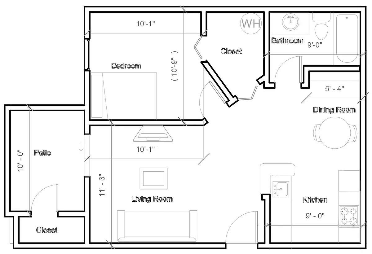 Floor plan Standard 1 Bedroom