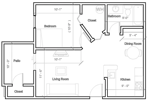 Floor plan Standard 1 Bedroom