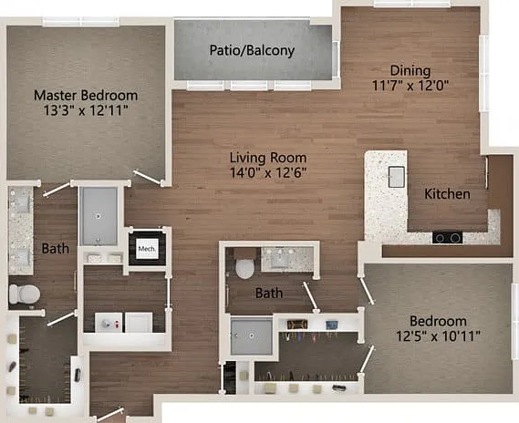 Floor plans are artist's rendering. All dimensions are approximate. Actual product and specifications may vary in dimension or detail. Not all features are available in every apartment. Prices and availability are subject to change. Floor plans are artist