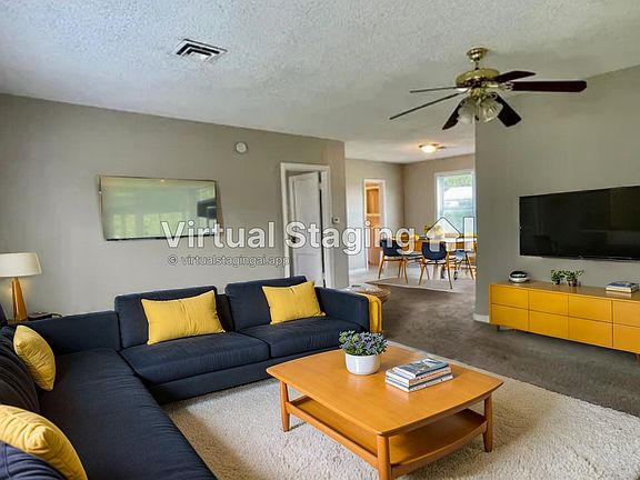 Living room virtually staged
