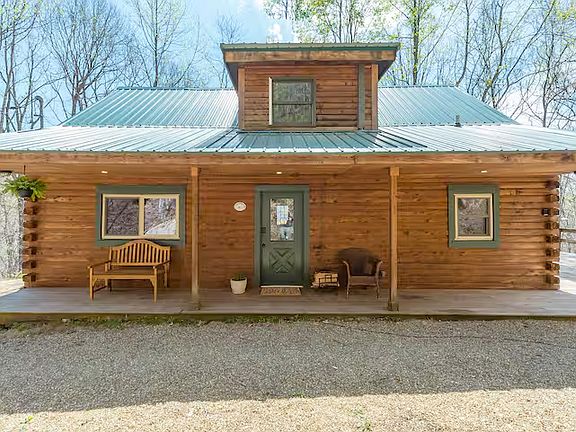 Front of log cabin