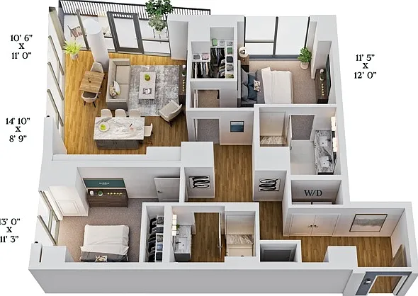 C1 | 2x2 | 1145 sf C1 | 2x2 | 1145 sf