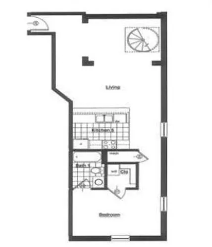 Floor plan 1 Bedroom 1 Bath - 1000-1460 SqFt