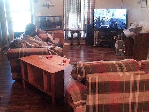 Living Room w/ dark laminate