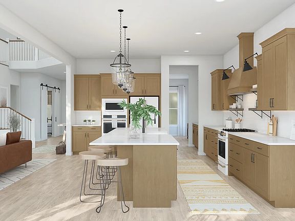 Kitchen with quartz island and countertops