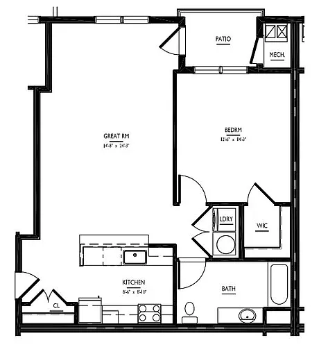 Floor plan 1 Bed/1 Bath-A3 Type A Phase IV