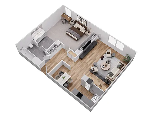 Floor plan 1 BEDROOM 550 SQUARE FEET