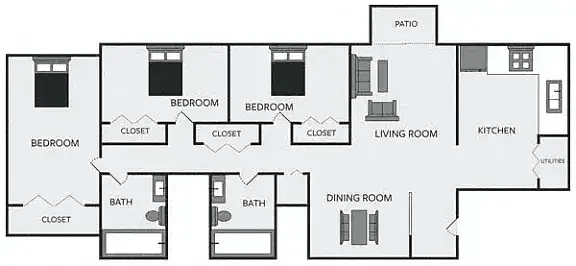 Floor plan 3 Bedroom 2 Bathroom