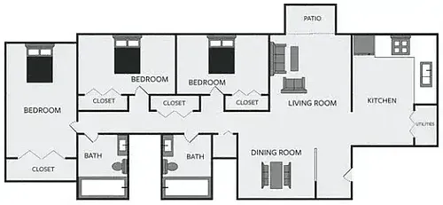 Floor plan 3 Bedroom 2 Bathroom