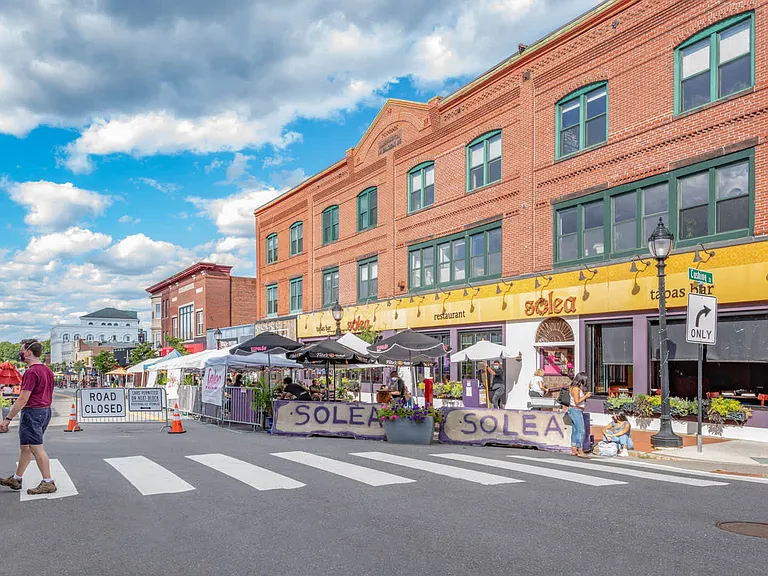 Visit your favorite restaurants along Moody Street.