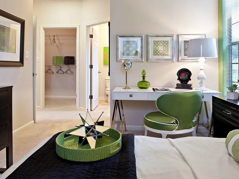 Spacious bedroom with home office space