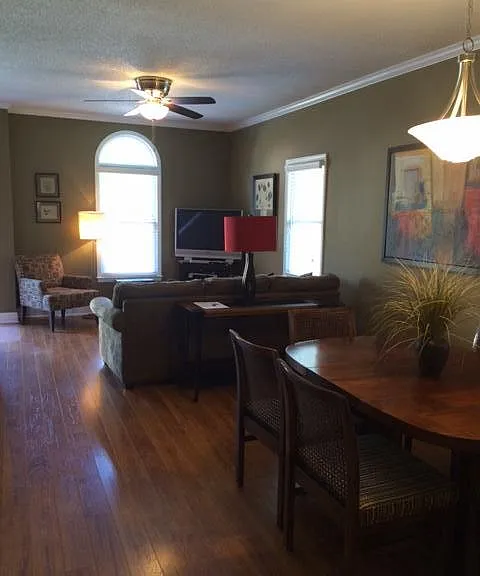 This end unit has high ceilings on both floors and lots of great light!