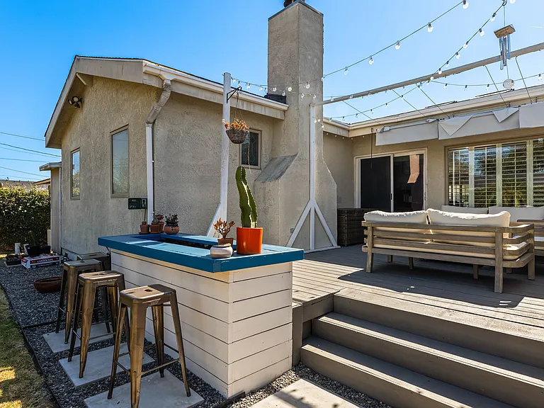Backyard and deck off of living room