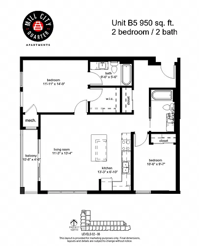 Floor plan 2 Bedroom B5 60%