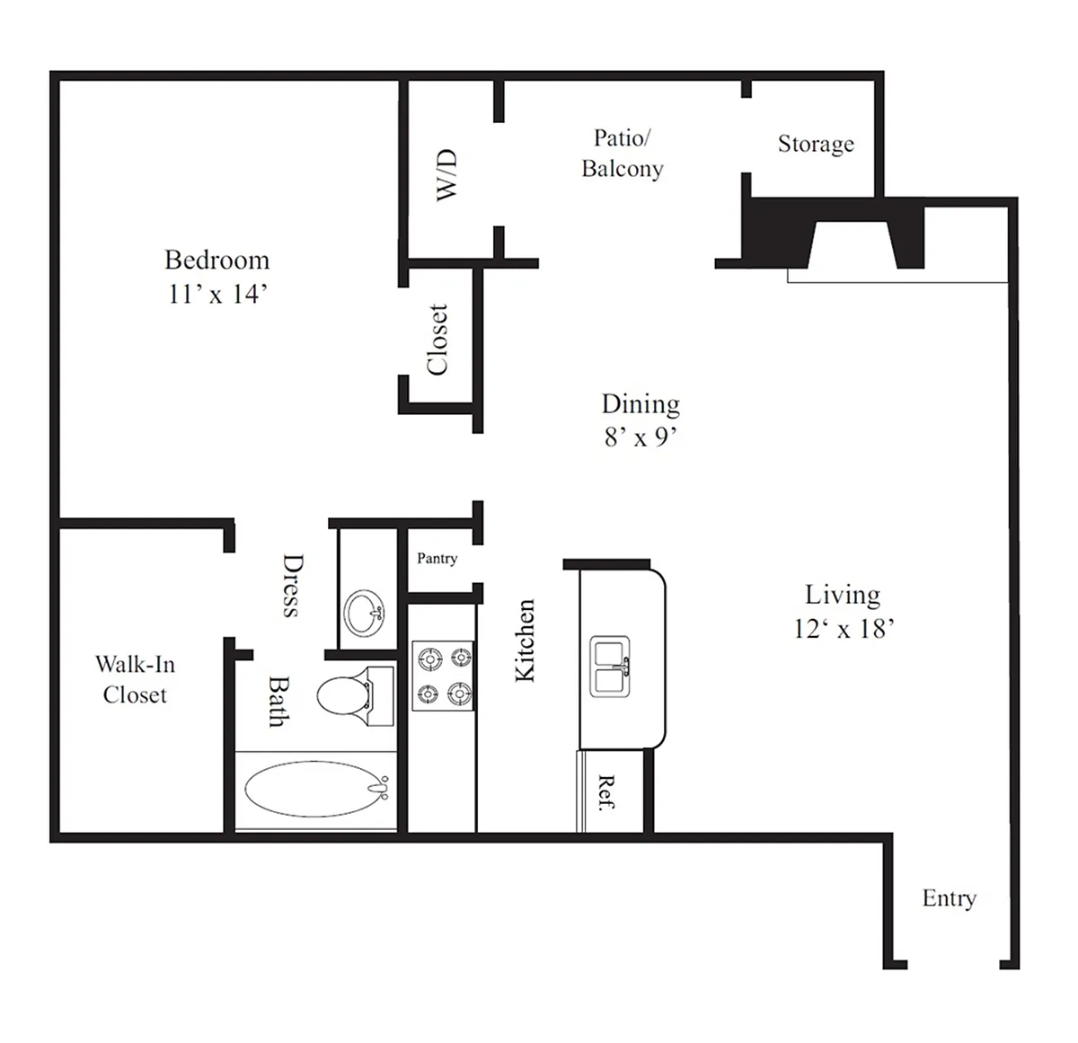 Floor plan 1 Bed 1 Bath