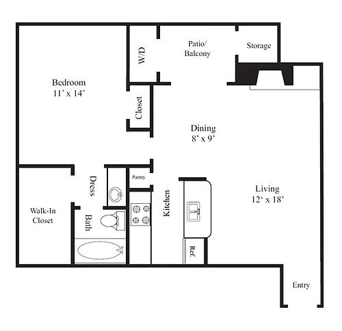 Floor plan 1 Bed 1 Bath