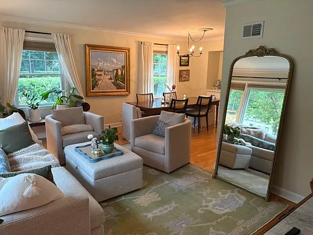 Main room - part living area, part dining room.
