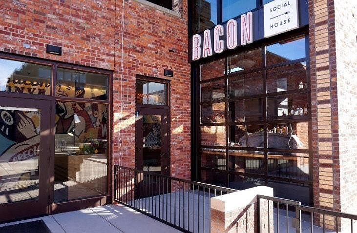 less than a block from bacon