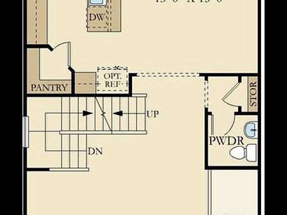 Main floor w/ kitchen and living/dining space
