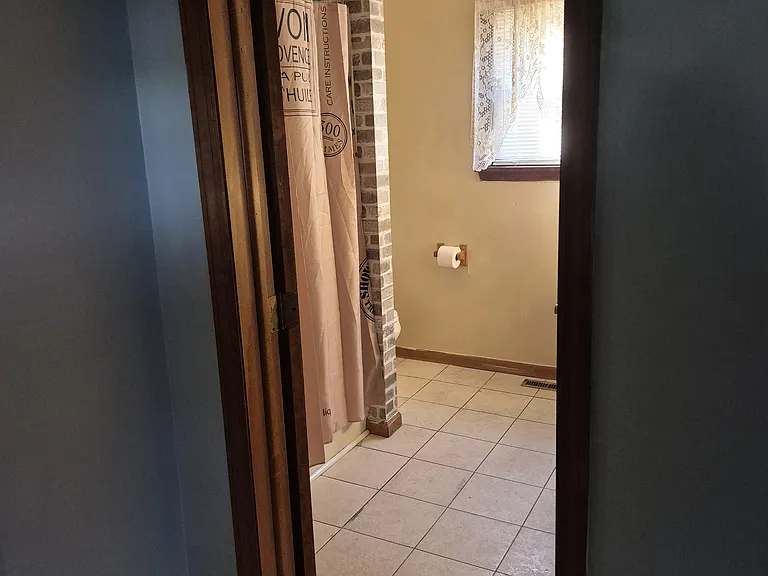 view bathroom from kitchen