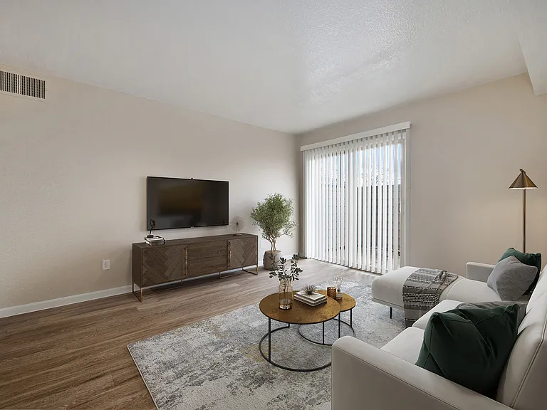 Living Room In The 1 Bedroom Floor Plan