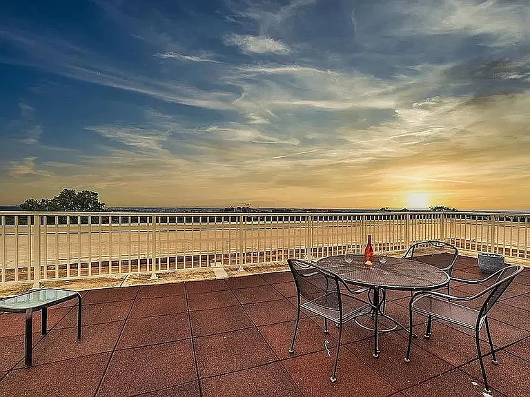 Sunset from rooftop of building