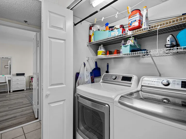 In unit full size washer and dryer.