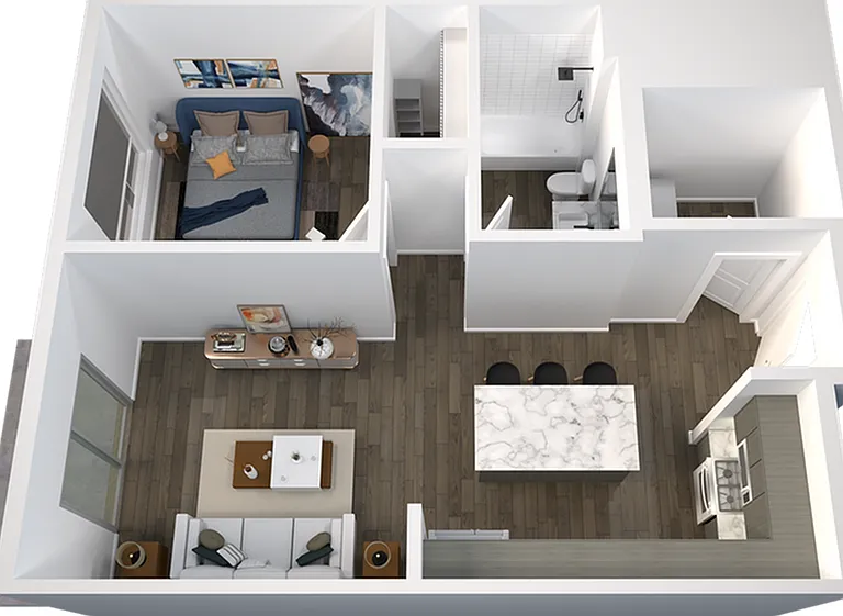 Explore this contemporary apartment layout, perfect for modern living. Explore this contemporary apartment layout, perfect for modern living.