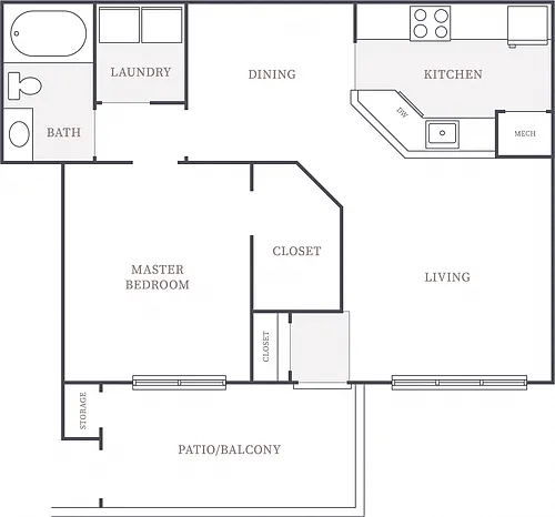 Floor plan 1 Bedroom 1 Bath