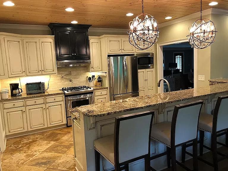 1st Floor Kitchen with Delecates Gold Granite Counters