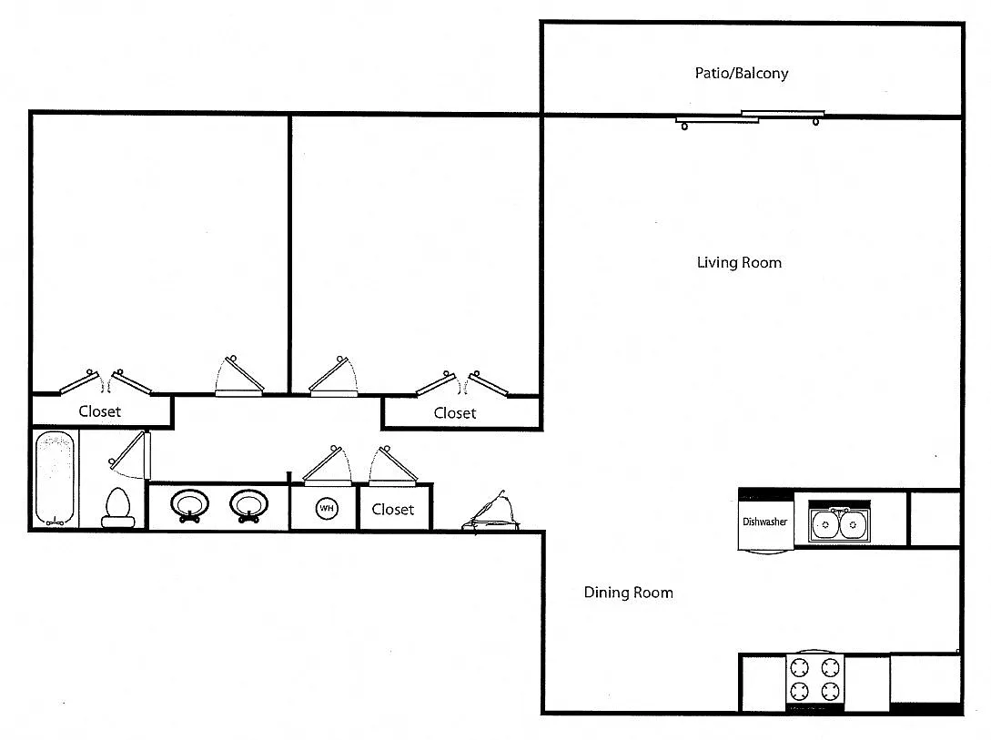 Floor plan Two Bedroom One Bath Small