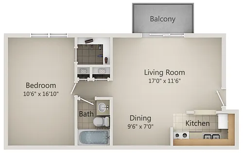Floor plan 1 bedroom