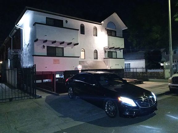 Front of building at night