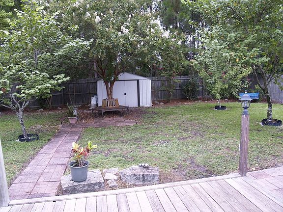 Wooden deck & back yard