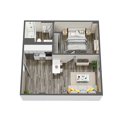 Floor plan 1 Bedroom West Tower