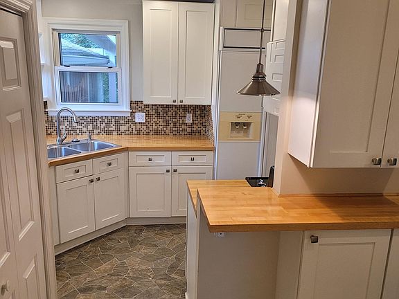 View of kitchen from dining room