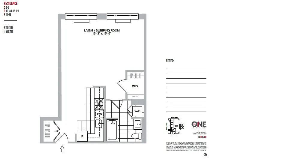 Floor plan Studio / 1 Bathroom