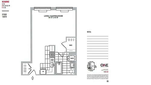 Floor plan Studio / 1 Bathroom
