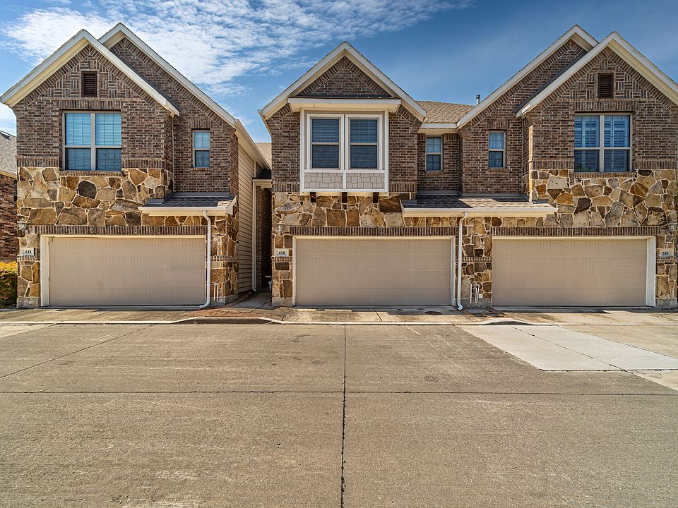 Townhome front with decorative stone facade