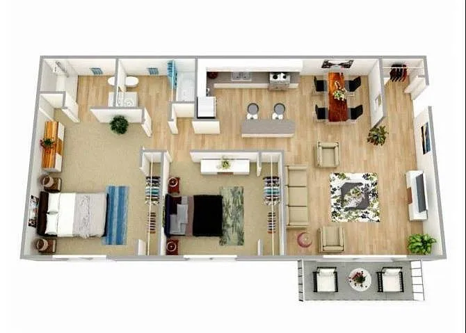 Floor plan Two Bedroom Two Bath
