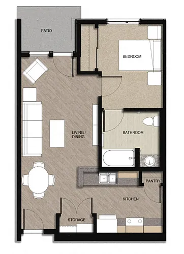 Floor plan 1 Bedroom Type A