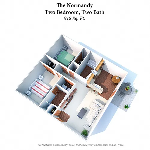 Floor plan The Normandy: 2 Bed, 2 Bath