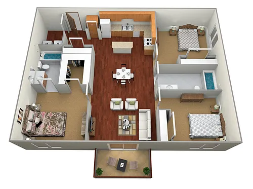 Floor plan 3 Bed, 2 Bath