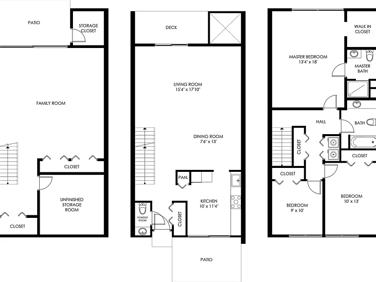 Valley Run 3 Bedroom 2.5 Bathroom 3 Level_allinone_2D Valley Run 3 Bedroom 2.5 Bathroom 3 Level_allinone_2D