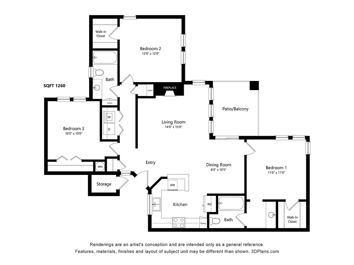 Floor plan Three Bedroom