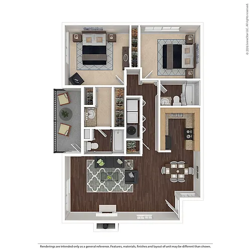 Floor plan Two Bedroom, Two Bathroom