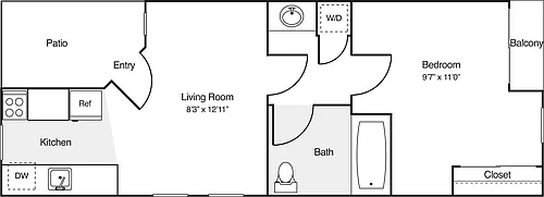 Floor plan 1 Bedroom B