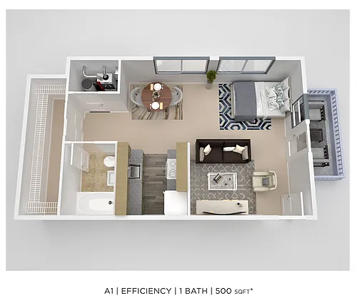 Floor plan Studio - 500 sqft