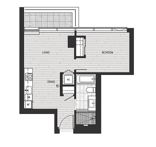 Floor plan Unit 4401 - 1 Bedroom