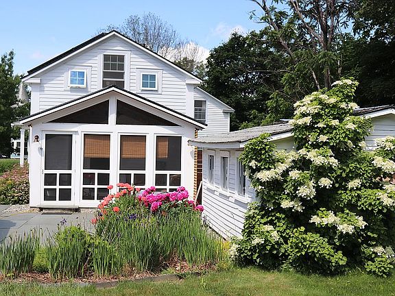 Perennial garden and shed.